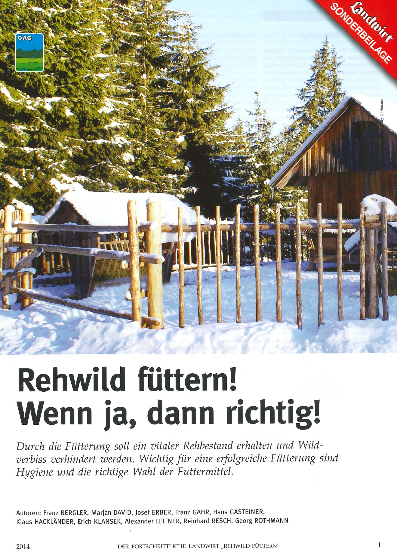 Broschüre ＂Rehwild füttern? Wenn ja, dann richtig!＂