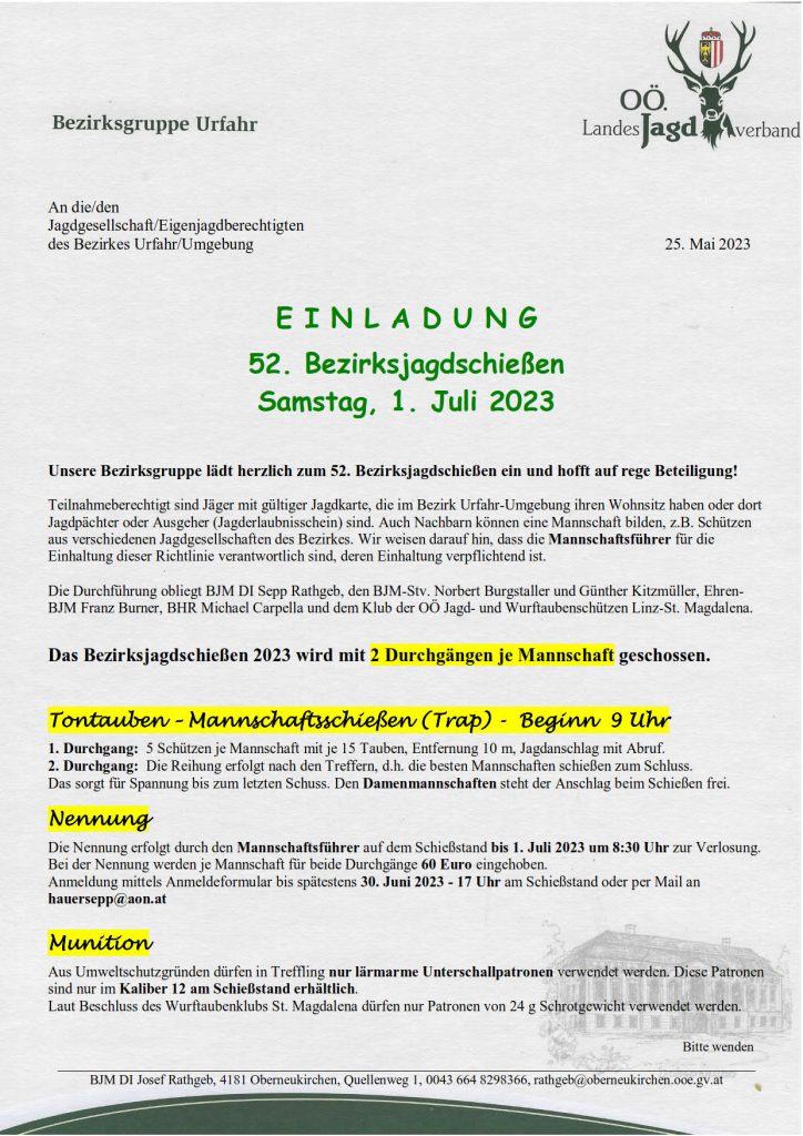 Bezirksjagdschießen 2023, OÖ LJV