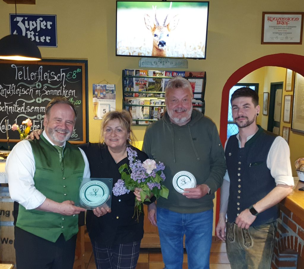 Wildplakette für das Gasthaus Santa in Steyr, OÖ LJV