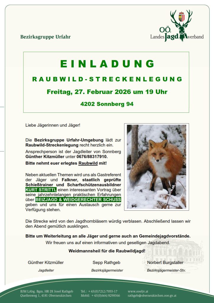 Raubwildstreckenlegung in Sonnberg, O&Ouml; LJV