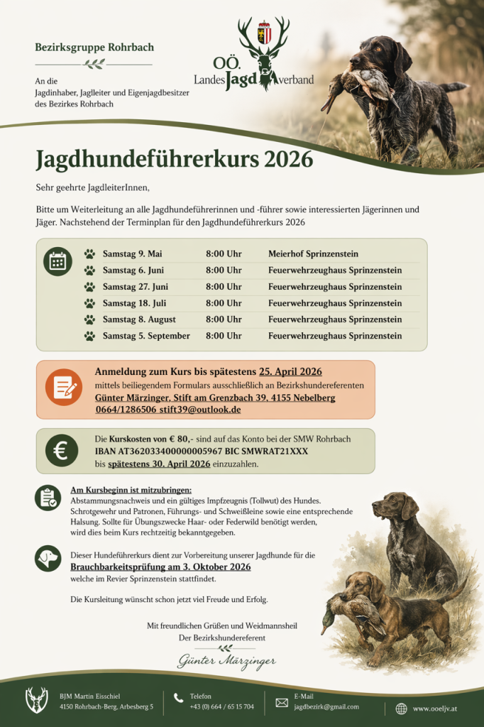 Start Hundef&uuml;hrerkurs Sprinzenstein, O&Ouml; LJV